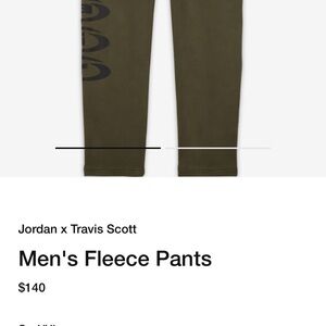 Travis Scott x Jordan fleece sweatpants. Brand new. Size L